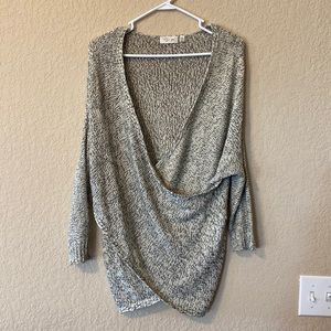 Black and cream knitted cross over sweater